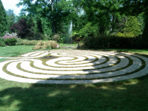decorative stone creation in a garden