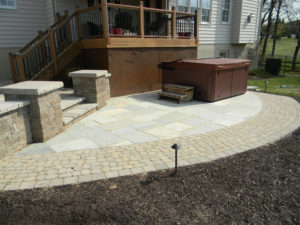hottub on a paver patio